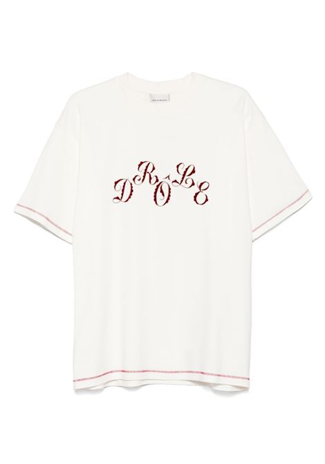 T-shirt in cotone in bianco Drole de monsieur - uomo DROLE DE MONSIEUR | TS264CO002OW